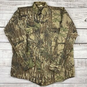 Vintage USA Made Men's Medium Red Head Realtree Camo button Up 2 pocket Shirt